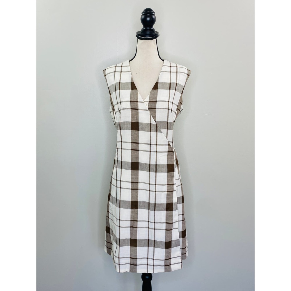 Vintage Country Miss Plaid Wrap A-Line Dress Womens 16 Classic Casual Chic Mod